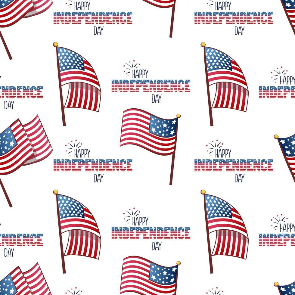 nahtlos Muster zum 4 .. von Juli uns Unabhängigkeit Tag mit Karikatur Flaggen. vektor