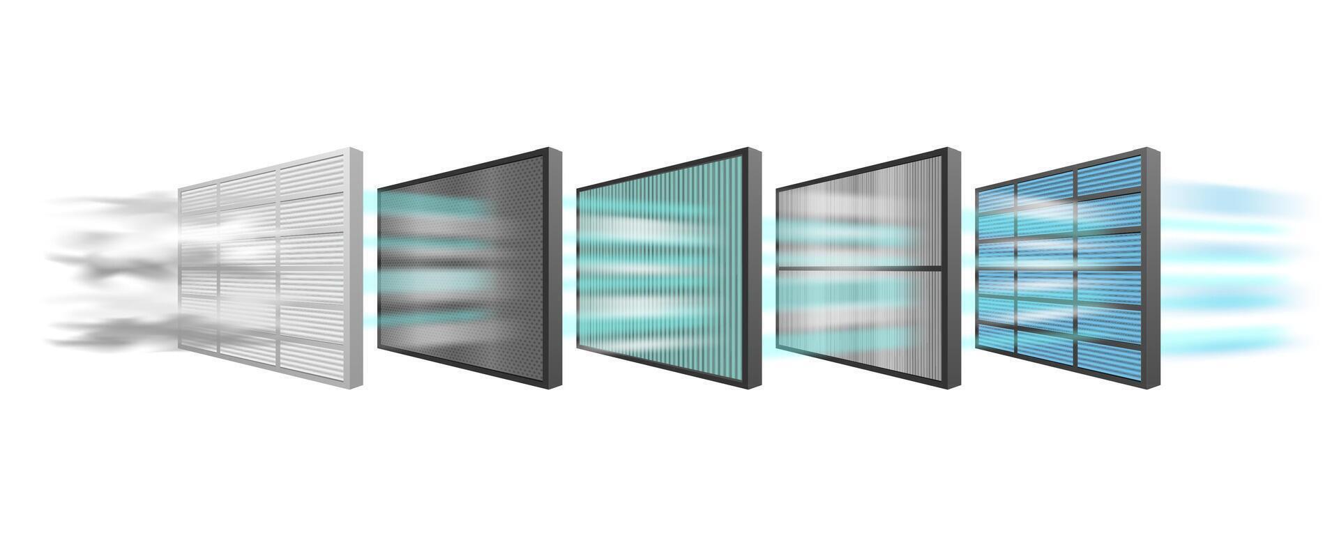 Uhr 2.5 Luft Filterung und Virus Schutz, 5 Schichten Filter, Luft Luftreiniger, Illustration vektor