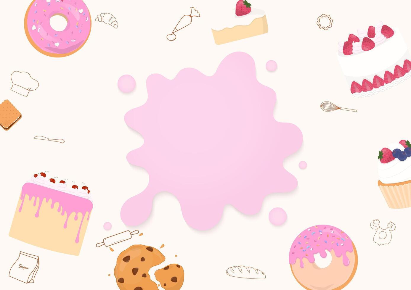 bageri med rosa stänk bakgrund vektor