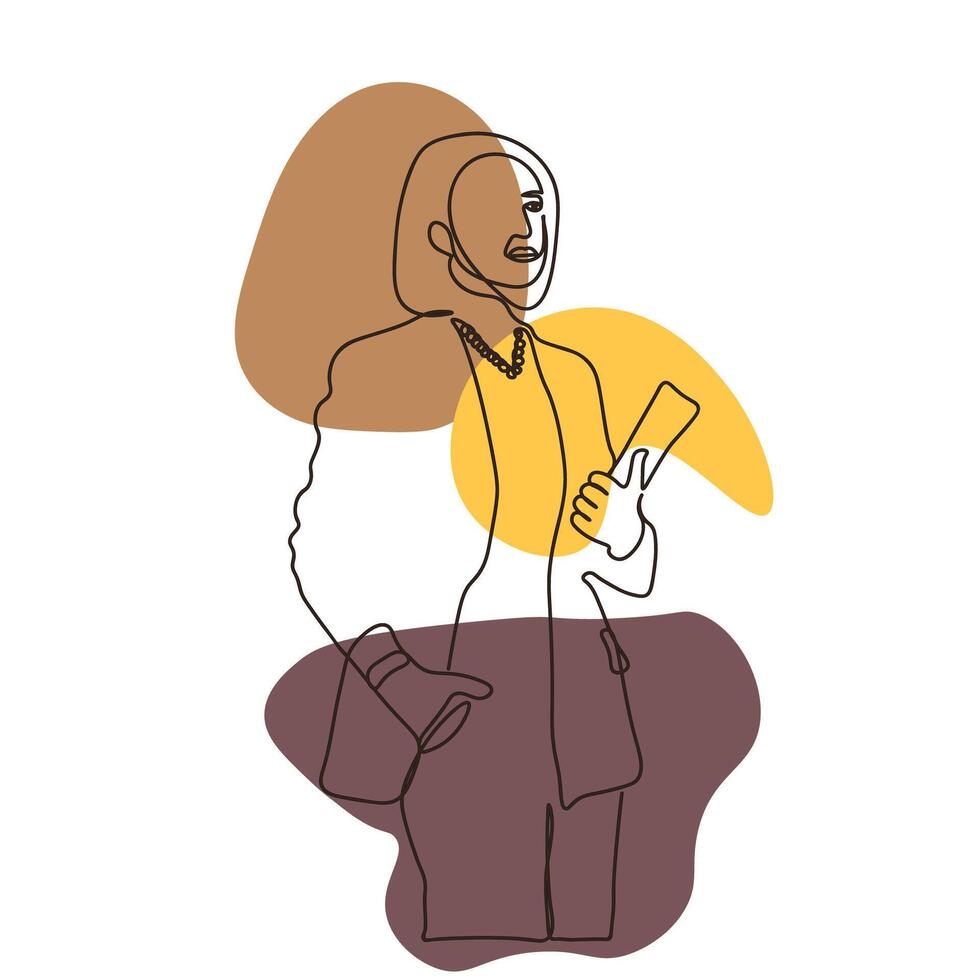 ein weiblich jung Lehrer mit Bücher im beiläufig Kleider auf ein kontinuierlich Linie. ein isoliert Hintergrund. Lehrer Tag Konzept Symbol. vektor