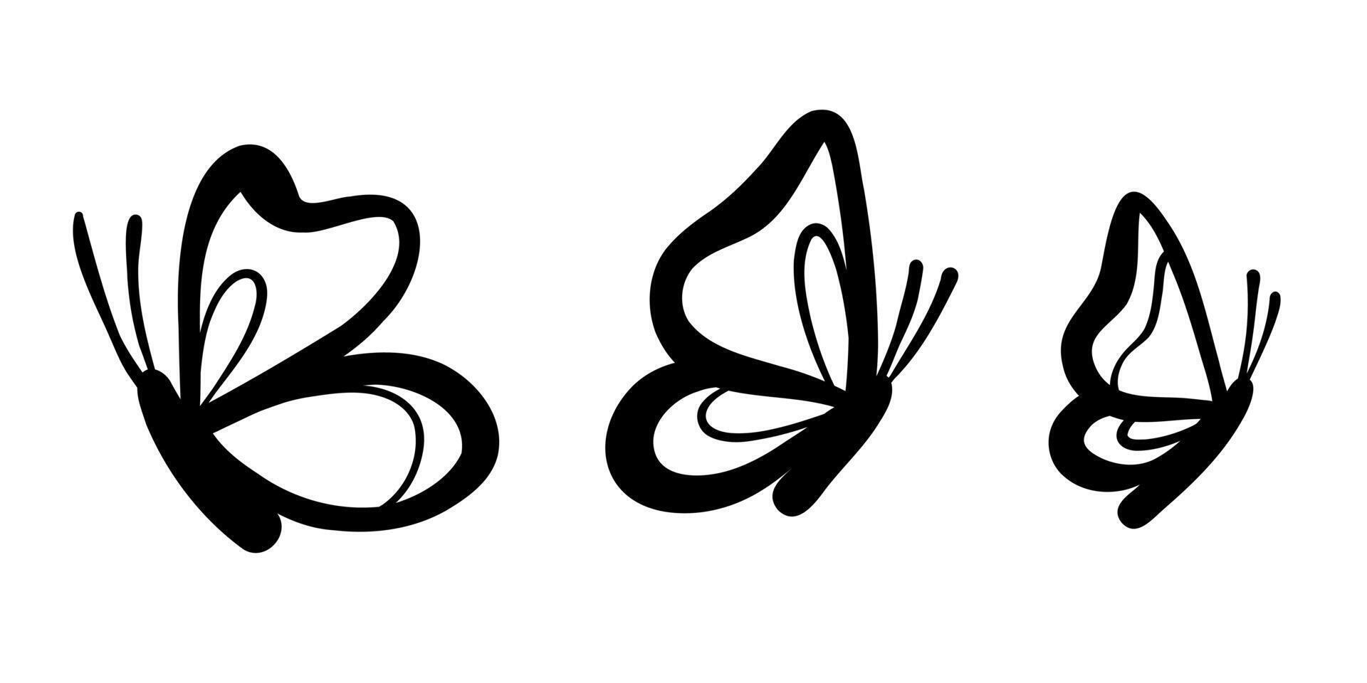 söt fjäril doodles, hand dragen illustration vektor