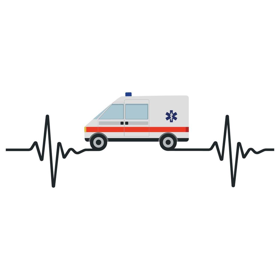 illustration av ett ambulans med en puls vektor