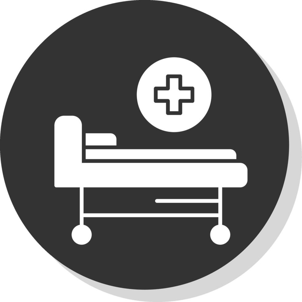 sjukhus säng glyf grå cirkel ikon vektor