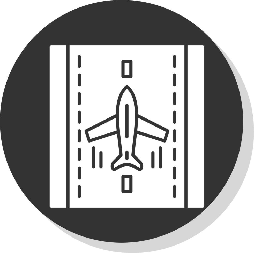 Landung Flugzeug Glyphe grau Kreis Symbol vektor