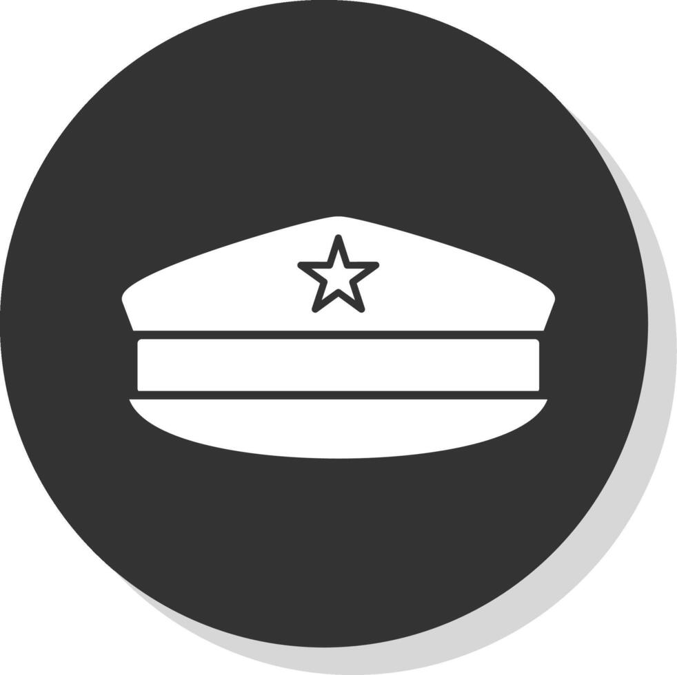 militär hatt glyf grå cirkel ikon vektor