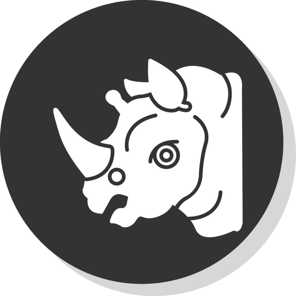 noshörning glyf grå cirkel ikon vektor