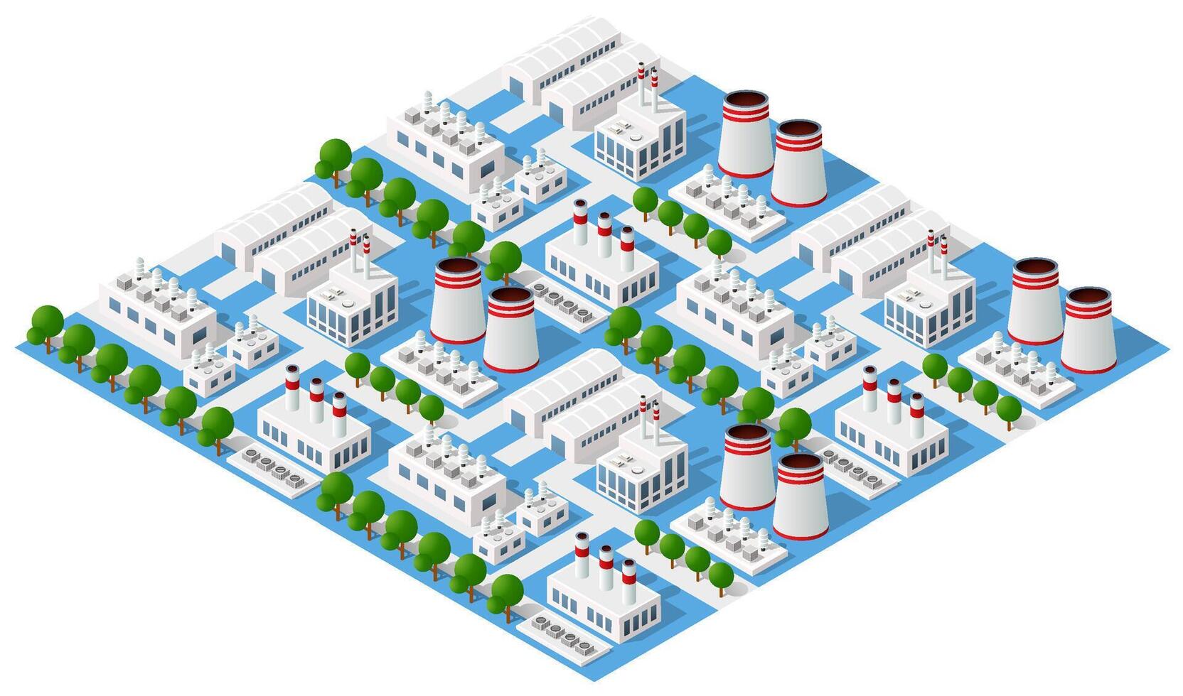 isometrisk 3d illustration av stadsdelen med hus vektor