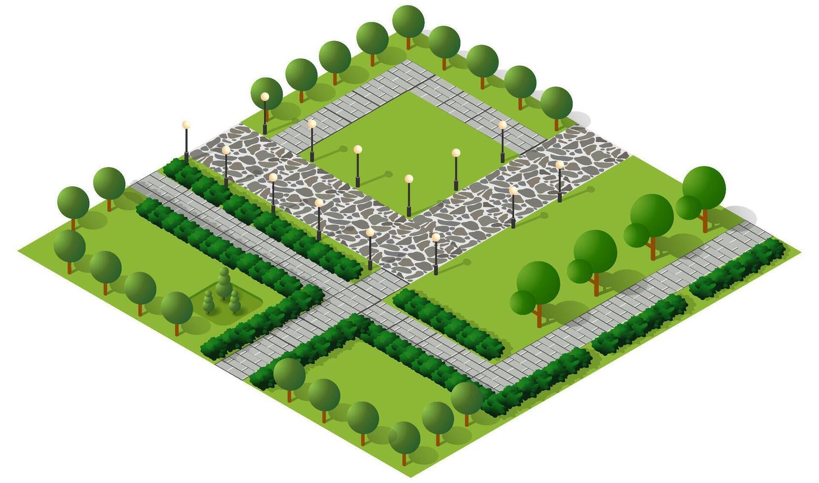 isometrische 3D-Darstellung des Stadtviertels mit Häusern vektor