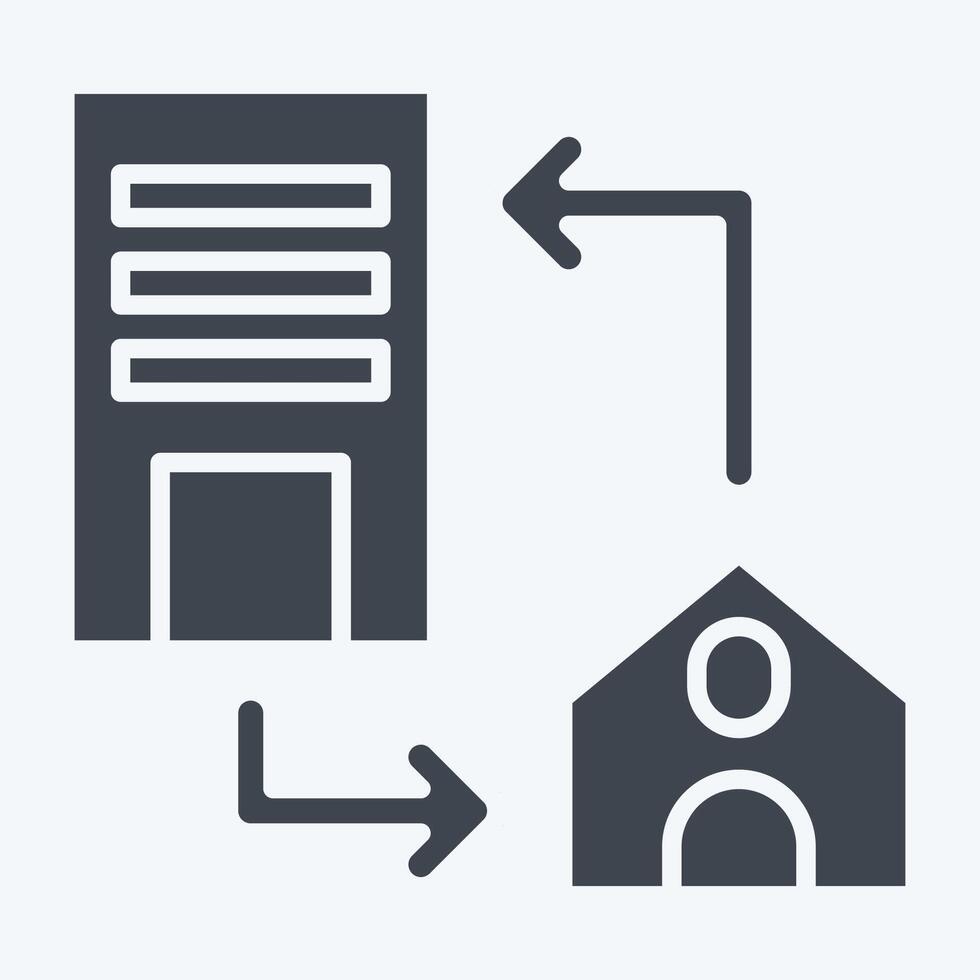 Symbol Verbindung Büro. verbunden zu Fernbedienung Arbeiten Symbol. Glyphe Stil. einfach Design Illustration vektor