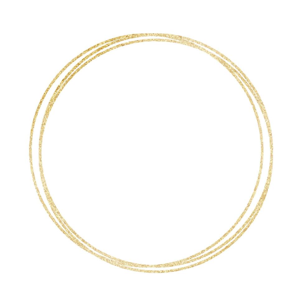 abstrakt lyx gyllene runda ram på isolerat bakgrund. ljus krans i linjär stil för ikon eller logotyp. minimalistisk cirkulär gräns för hälsning kort eller bröllop inbjudningar vektor