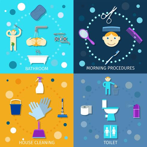 Hygiene-Icons flach vektor