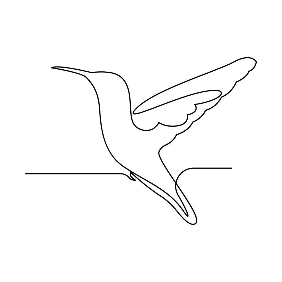 kolibri kontinuerlig ett linje teckning illustration konst design vektor