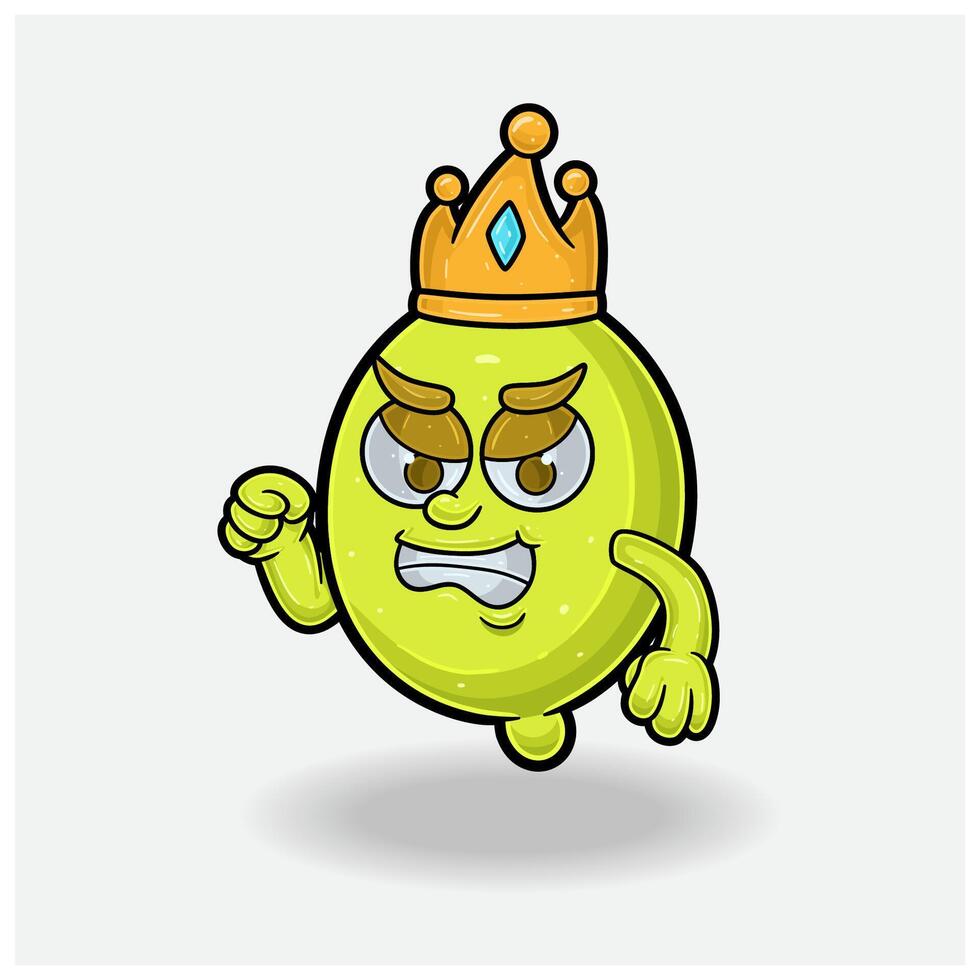 arg uttryck med citron- frukt krona maskot karaktär tecknad serie. vektor