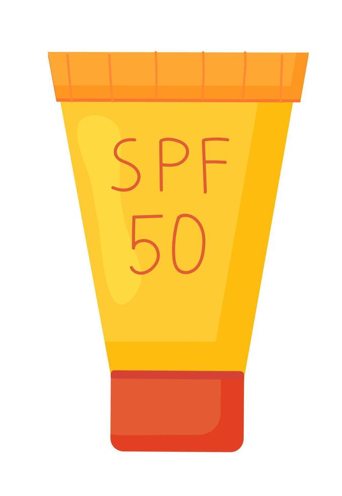 Sonne Sahne spf 50. Lotion, Mousse. Sommer- Kosmetik. Sonnencreme, Haut Schutz, Sonnencreme, Haut Pflege Produkte. Illustration. vektor