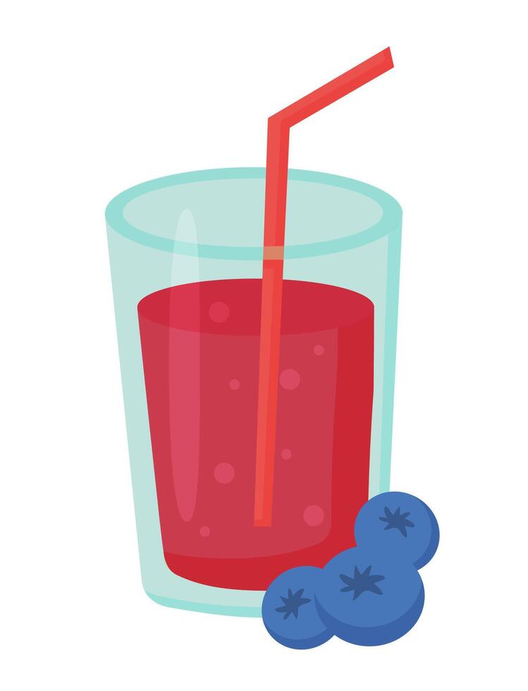 Beere Cocktail im Glas mit Stroh. frisch Saft. Blaubeeren Sommer- trinken. Illustration. vektor