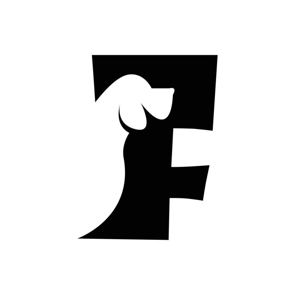 f Brief mit ein Negativ Raum Hund Logo vektor