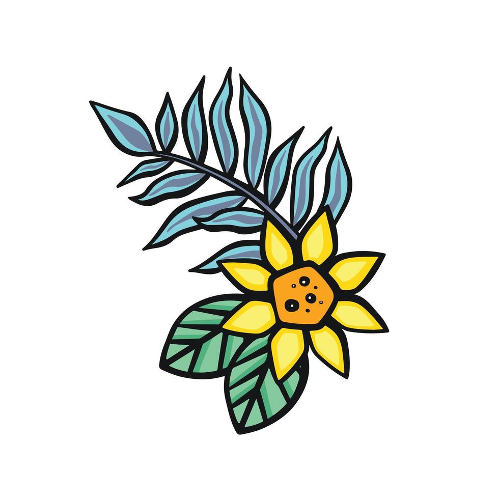 Blume Komposition, Strauß mit Sonnenblume im Karikatur Stil, Illustration vektor