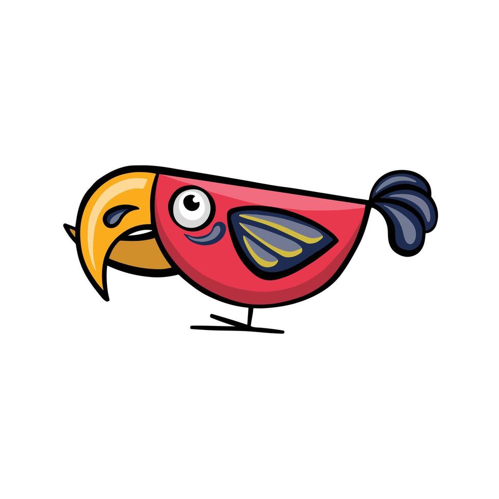 röd crossbill fågel tecknad serie, illustration hand dragen vektor
