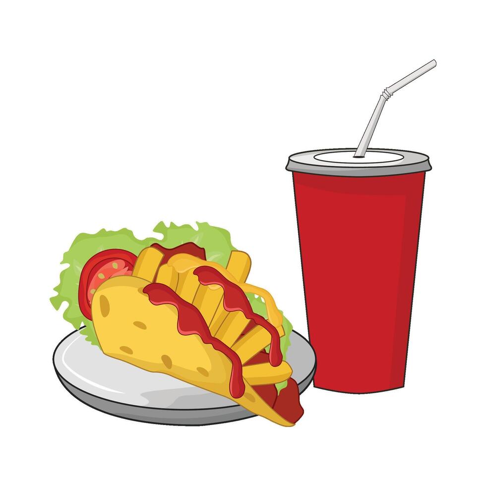 illustration av taco och soda vektor