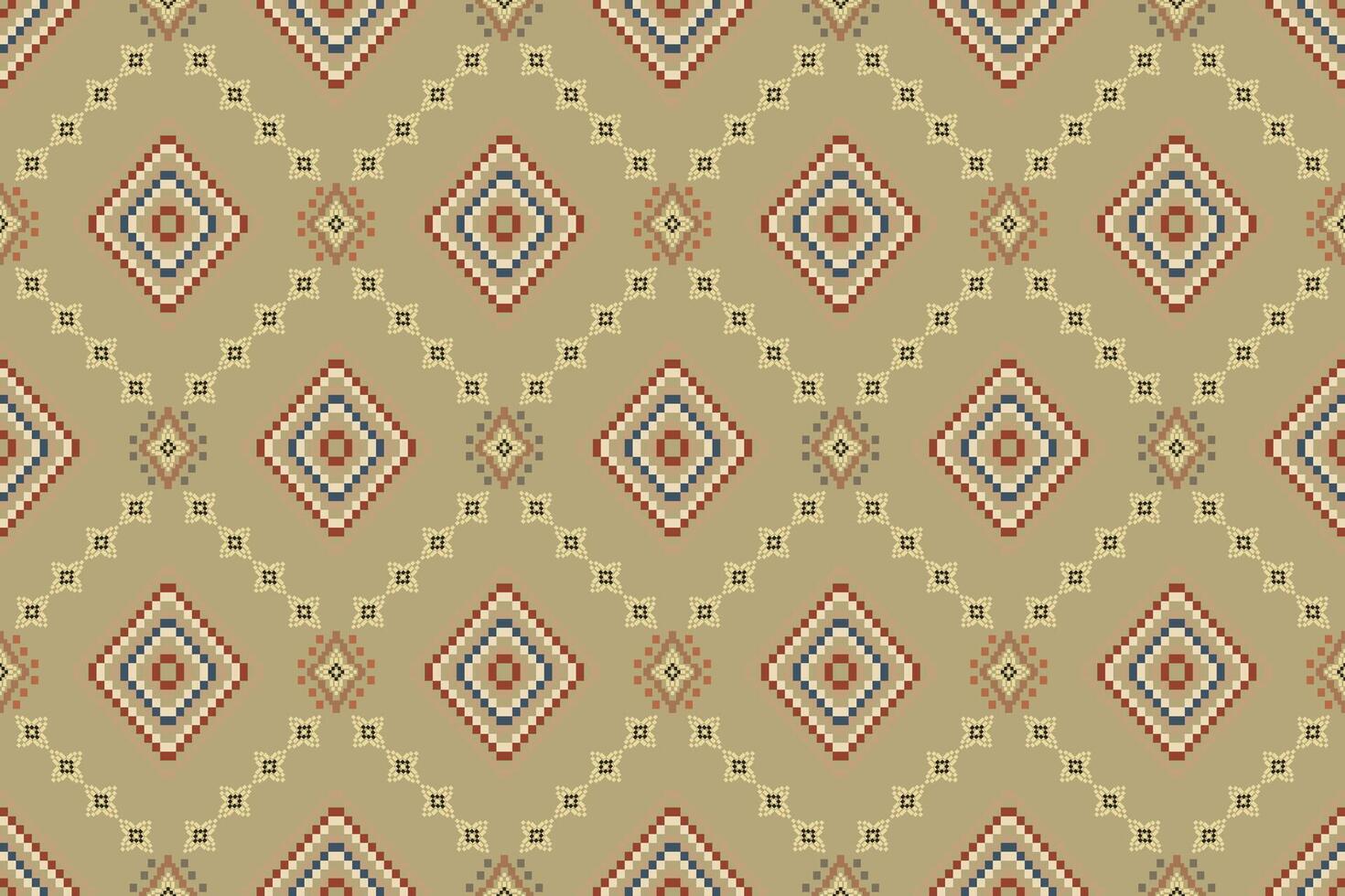 navajo stam- sömlös mönster. inföding amerikan prydnad. etnisk söder Västra dekor stil. boho geometrisk prydnad. pixel sömlös mönster. mexikansk filt, matta. vävd matta illustration. vektor