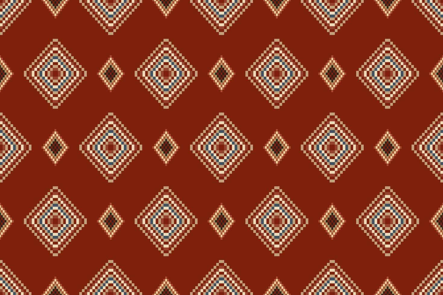 navajo stam- sömlös mönster. inföding amerikan prydnad. etnisk söder Västra dekor stil. boho geometrisk prydnad. pixel sömlös mönster. mexikansk filt, matta. vävd matta illustration. vektor