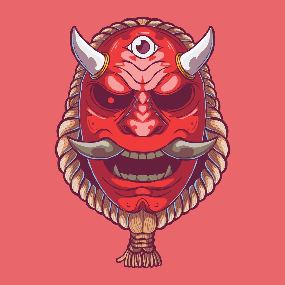 röd samuraj mask illustration. maskot, krigare, klistermärke design begrepp. vektor