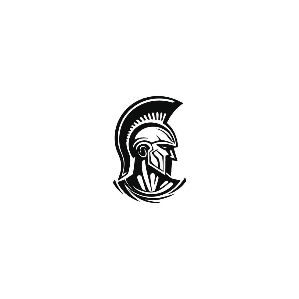 spartansk krigare symbol, täcka av vapen. spartansk militär hjälm logotyp, spartansk grekisk gladiator hjälm logotyp ikon illustration. vektor