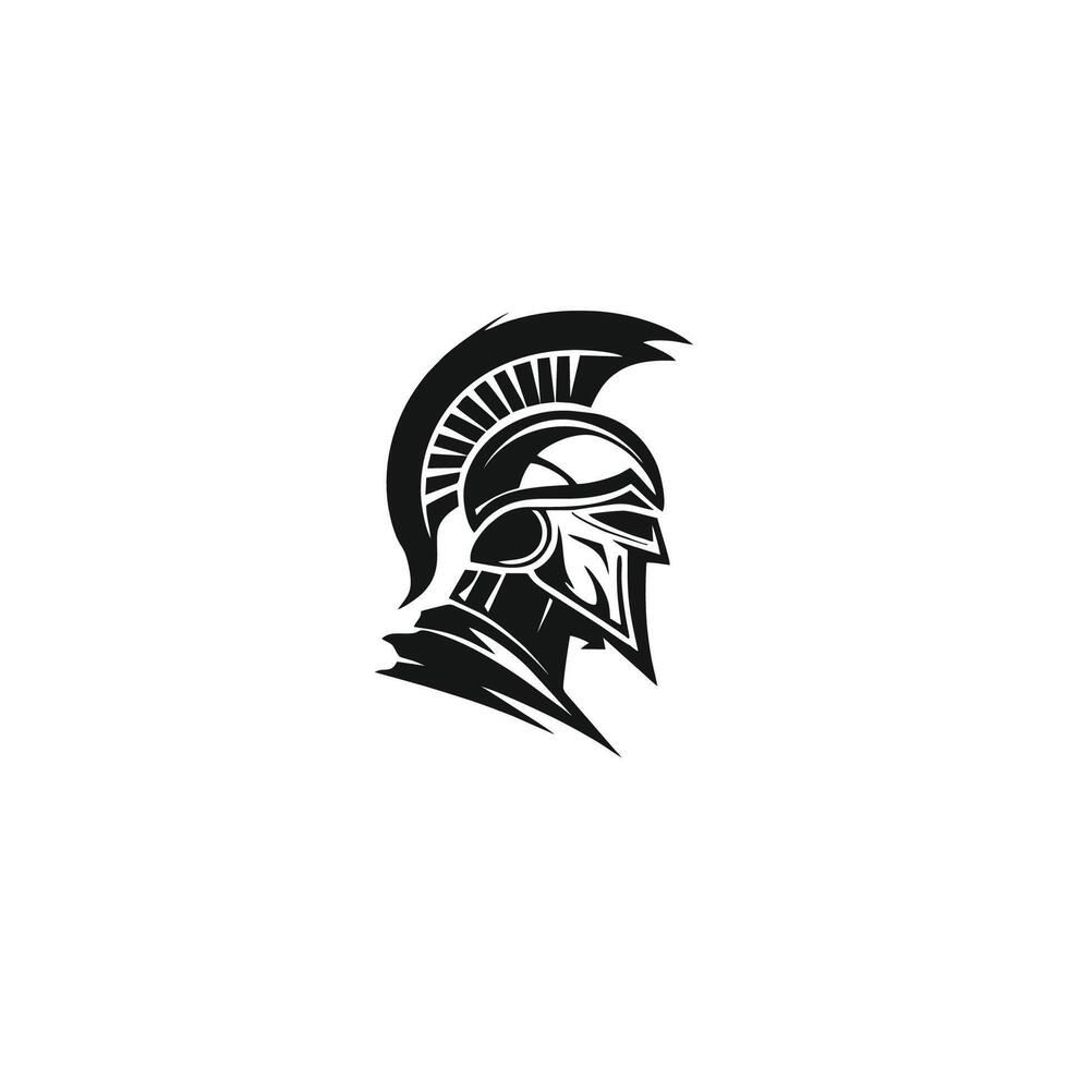 spartansk krigare symbol, täcka av vapen. spartansk militär hjälm logotyp, spartansk grekisk gladiator hjälm logotyp ikon illustration. vektor