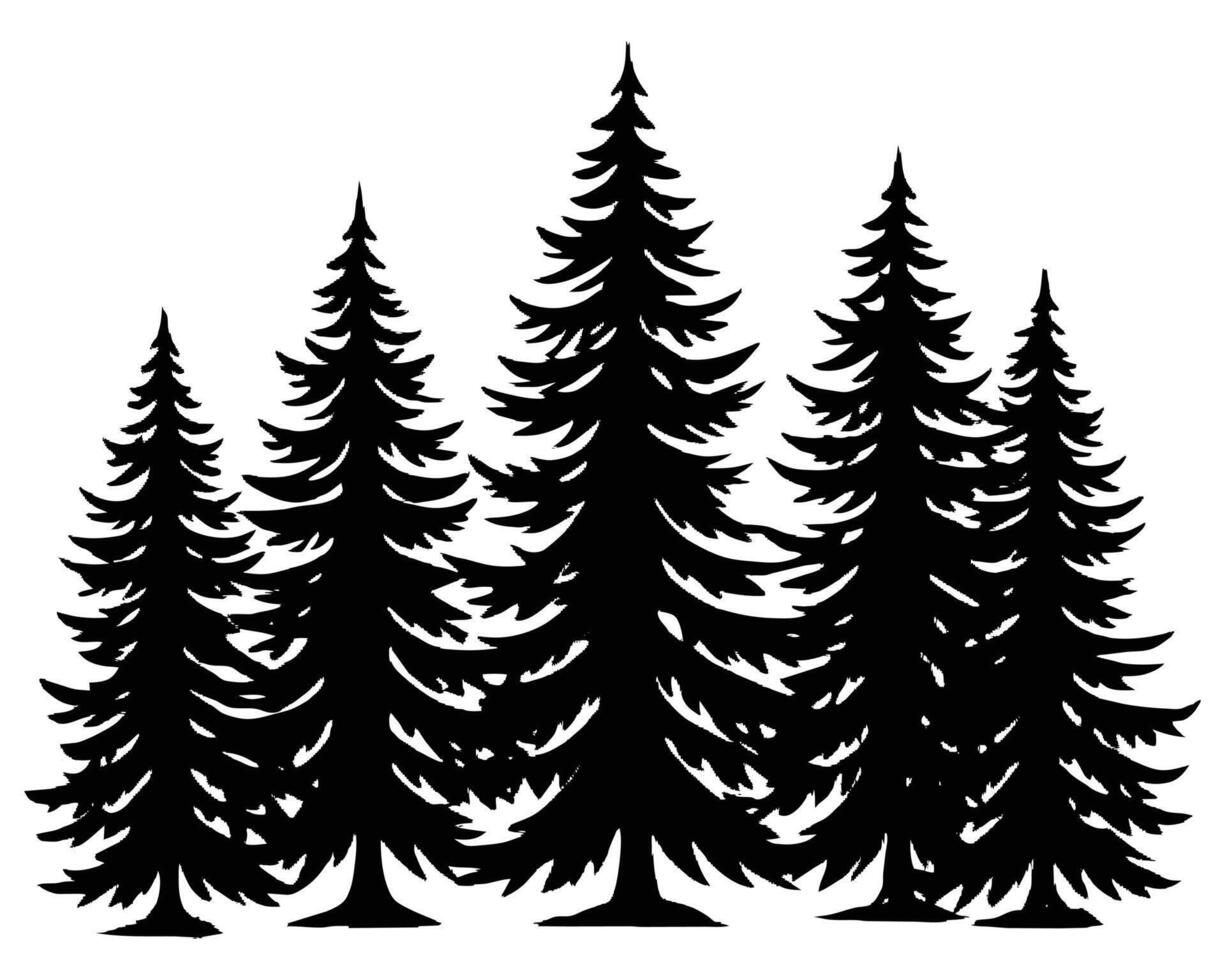svart gran träd vinter- säsong design illustration vektor