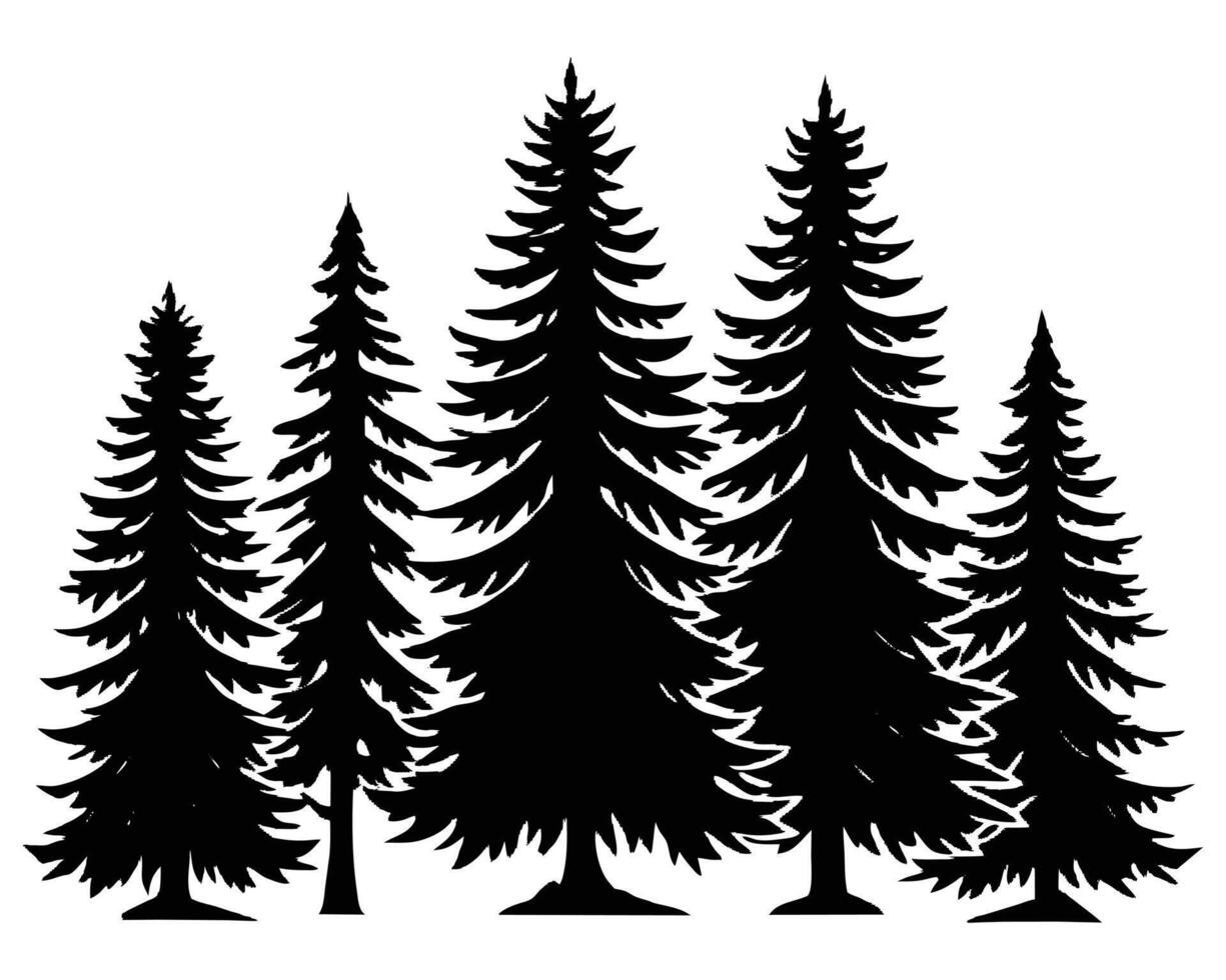 schwarz Fichte Bäume Winter Jahreszeit Design Illustration vektor