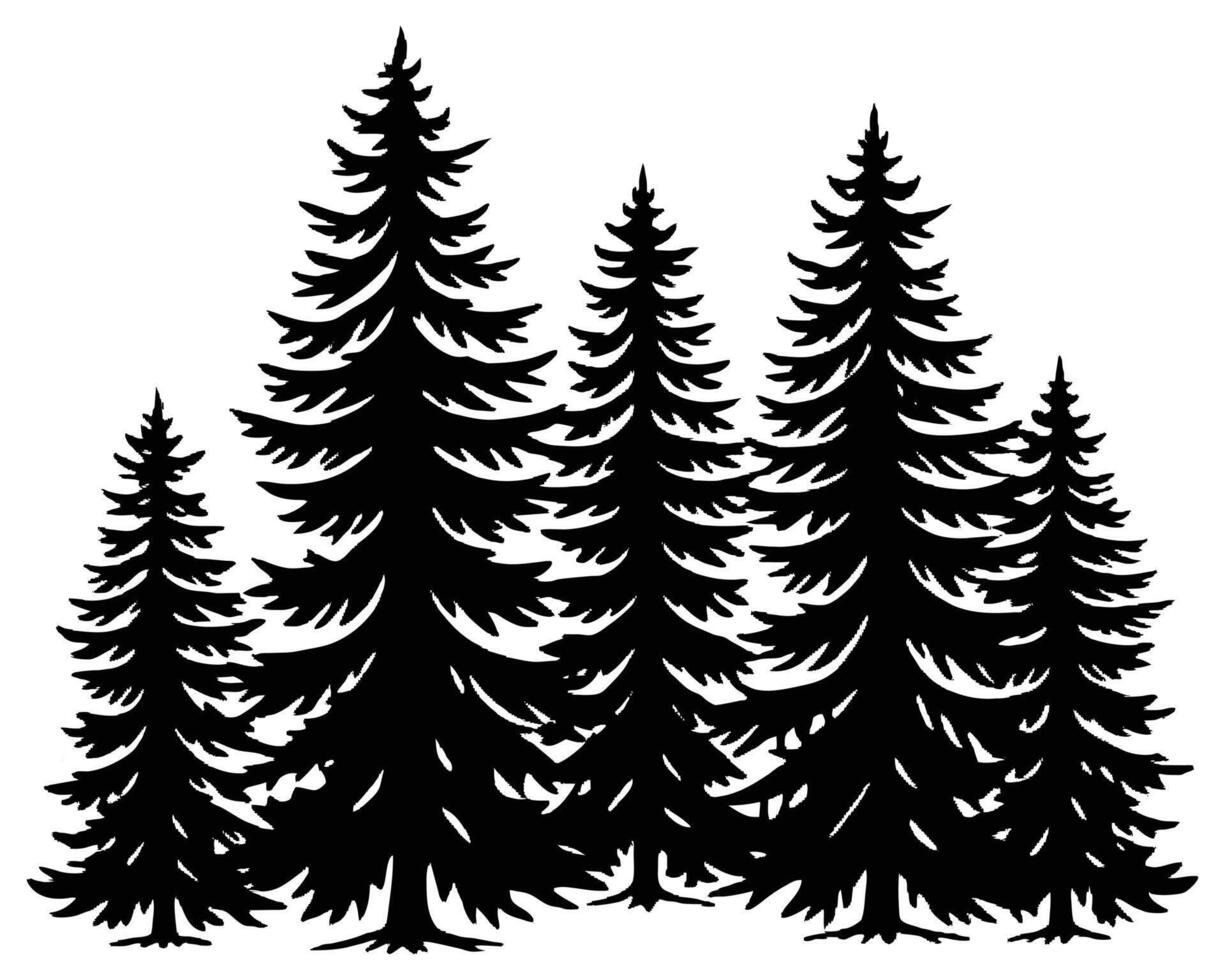 schwarz Fichte Bäume Winter Jahreszeit Design Illustration vektor