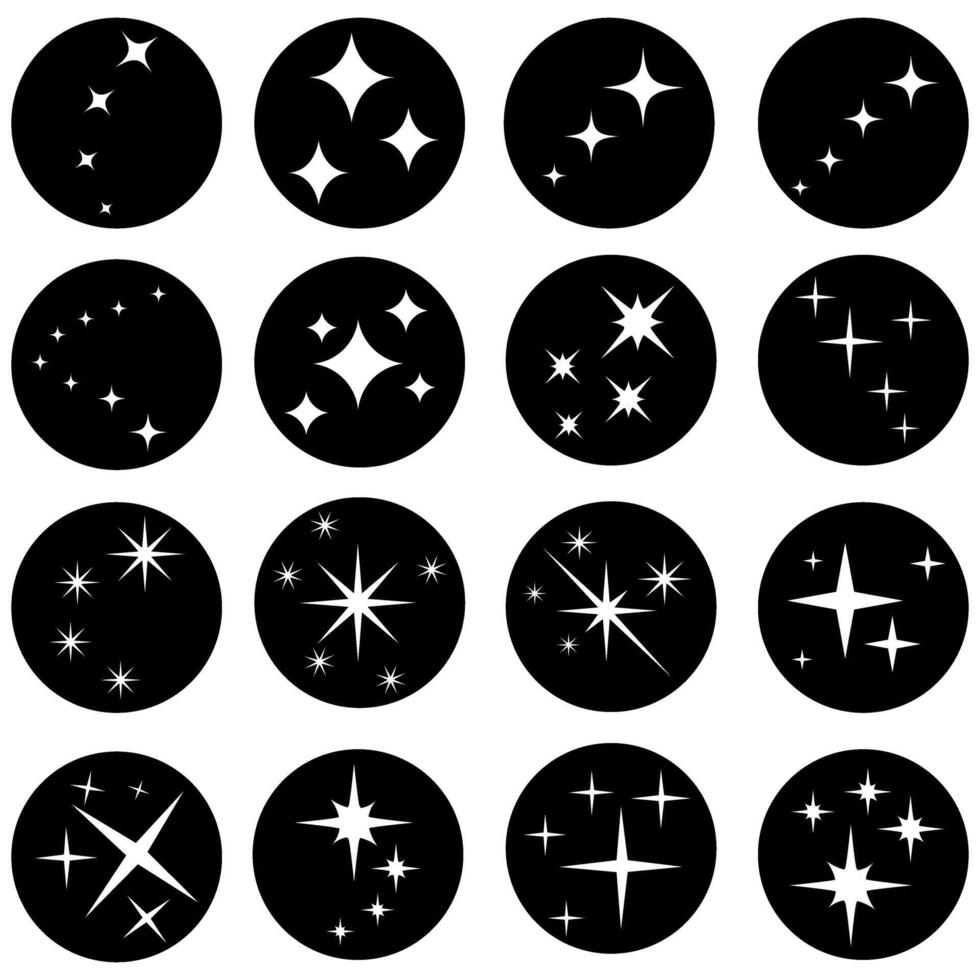 Star Symbol Satz. funkeln Star Illustration Zeichen Sammlung. funkelt Symbol. leuchtenden platzen Logo. vektor