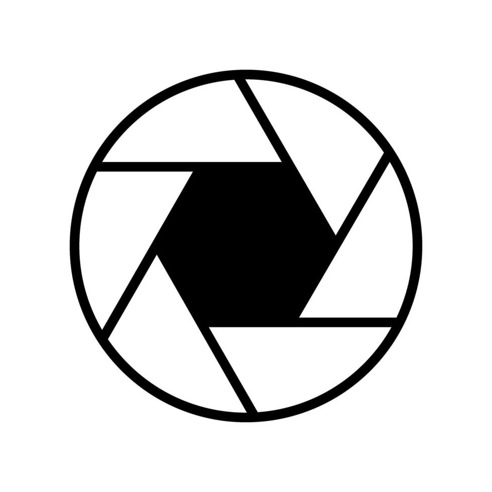 Kamera Verschluss Symbol . Kamera Linse Illustration unterzeichnen. Membran Blütenblätter Symbol oder Logo. vektor