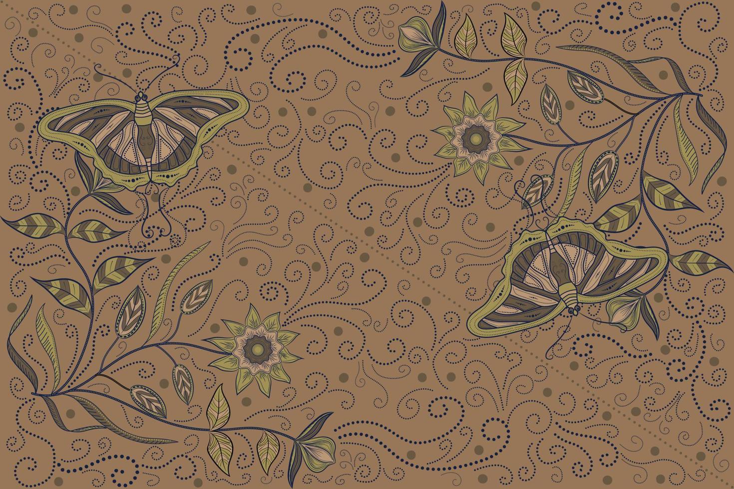 traditionelles Batikmuster. traditionelles Vintage-Design. Blumenkonzept kreatives Muster. vektor
