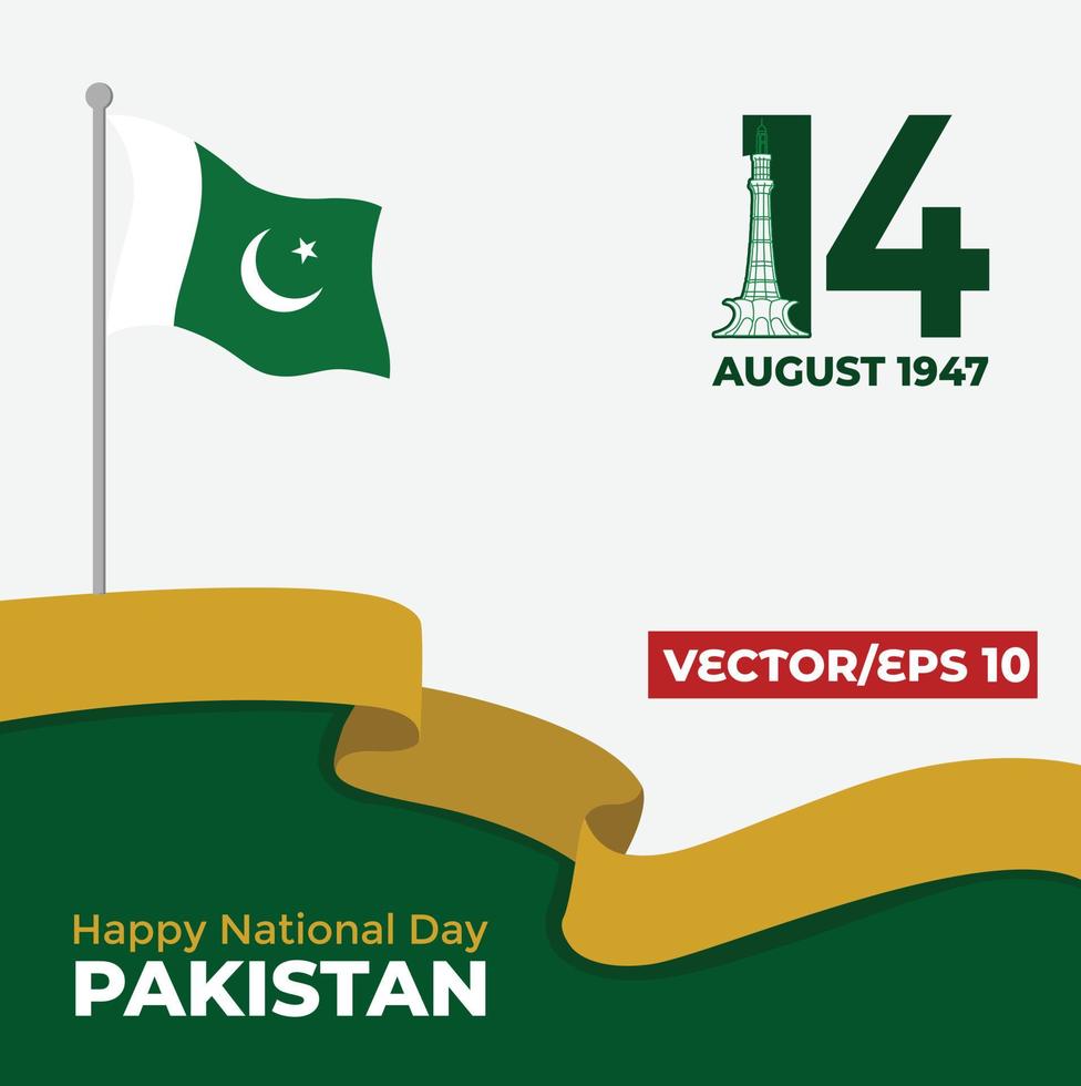 pakistan nationaler tag, 23. märz mit englischem text, unser unabhängigkeitstag von pakistan, vektorillustration vektor