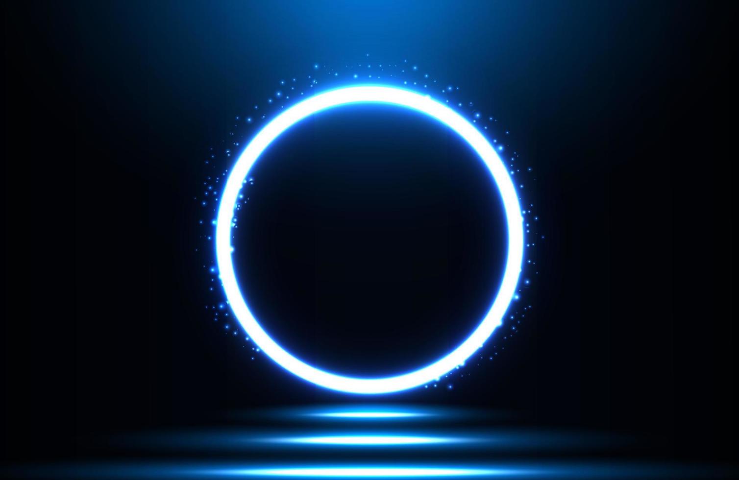 Kreis Neonlichteffekt auf dunklem Hintergrund, futuristisches Techno-Konzept vektor