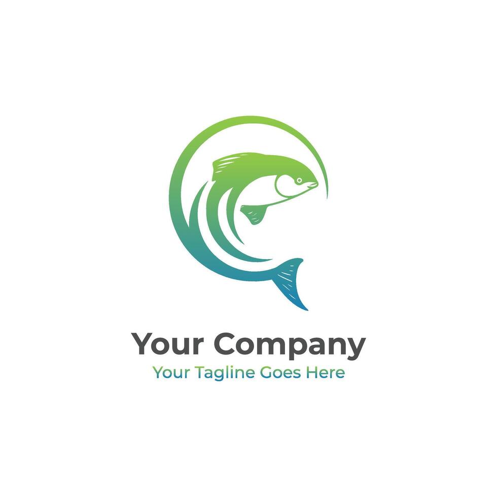 Fisch im Wasser Logo Design Vorlage. Meeresfrüchte Restaurant Geschäft vektor