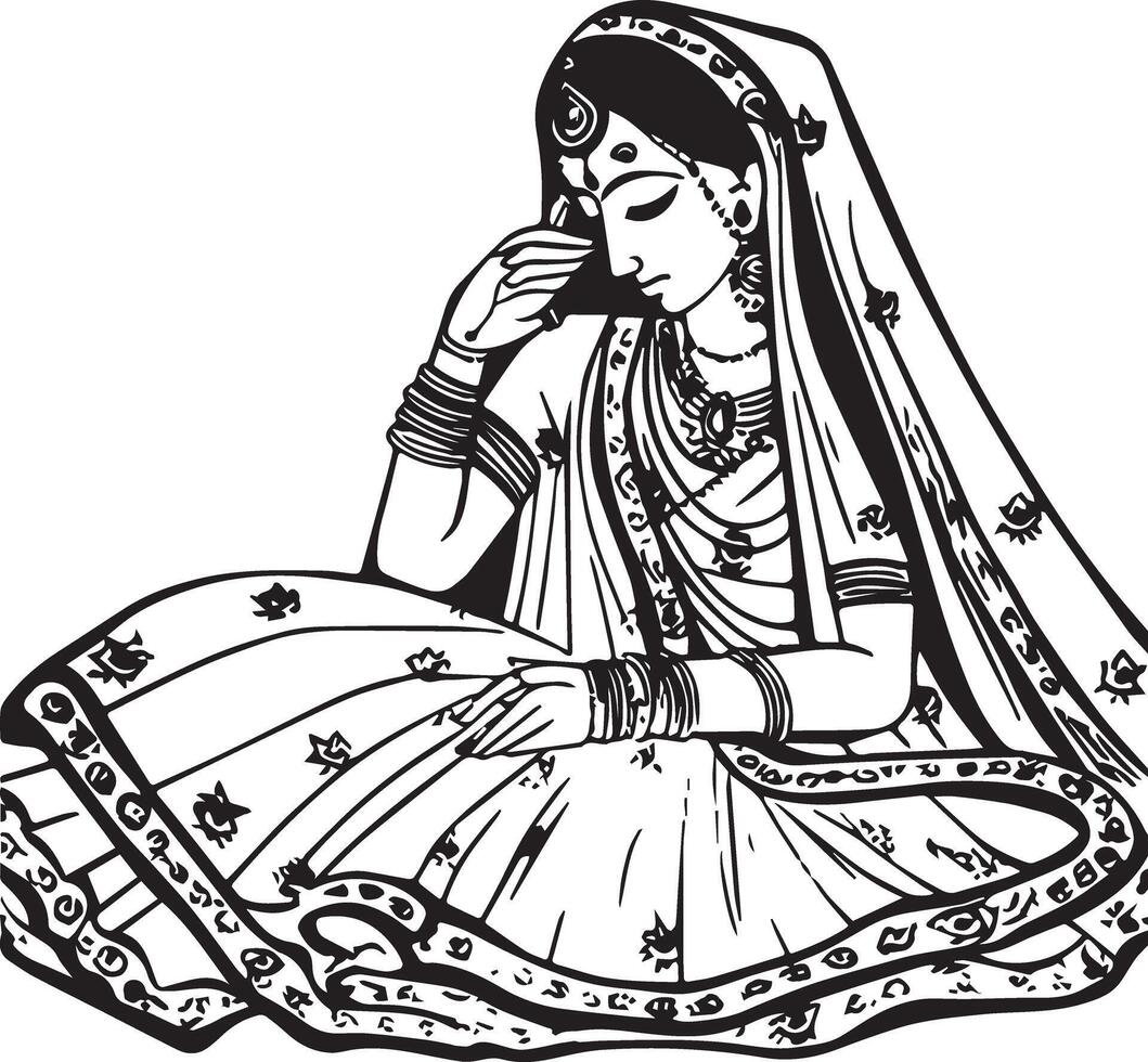 indisch Braut dulhan , Färbung Seite vektor