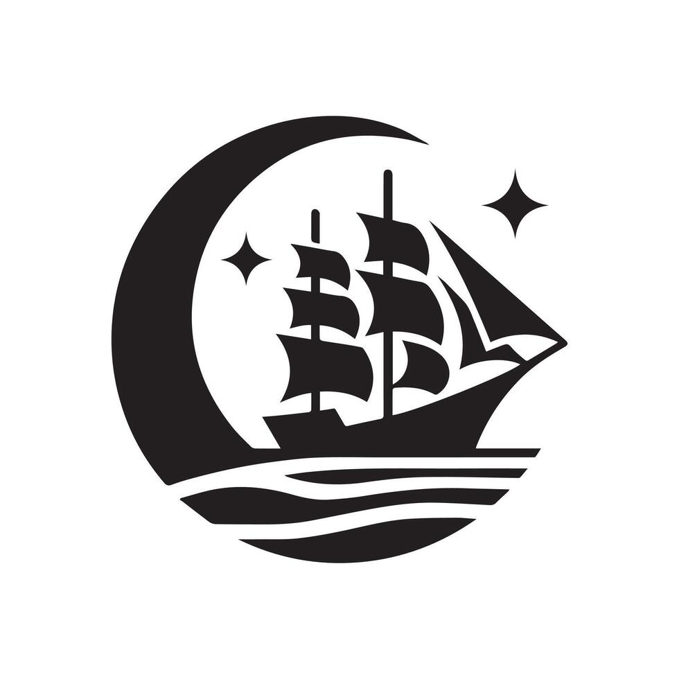 minimalistisk fartyg logotyp på en vit bakgrund vektor