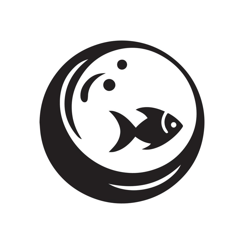 minimalistisk fisk logotyp på en vit bakgrund vektor