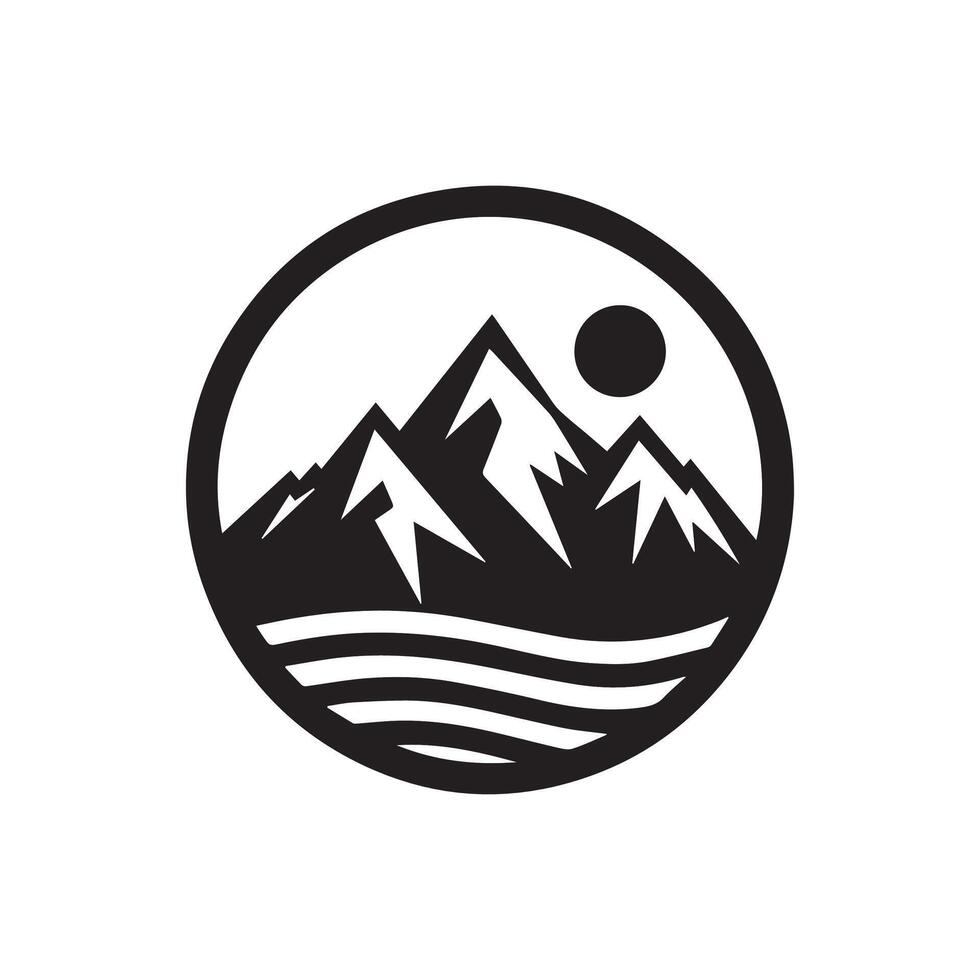 minimalistisk berg logotyp på en vit bakgrund vektor
