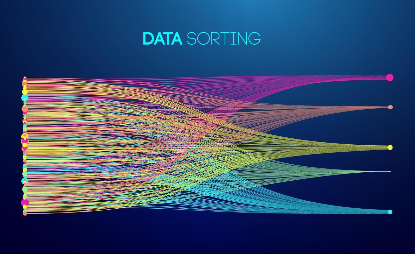 Daten Sortierung bunt Linien Hintergrund. Daten fließen Technologie Illustration vektor