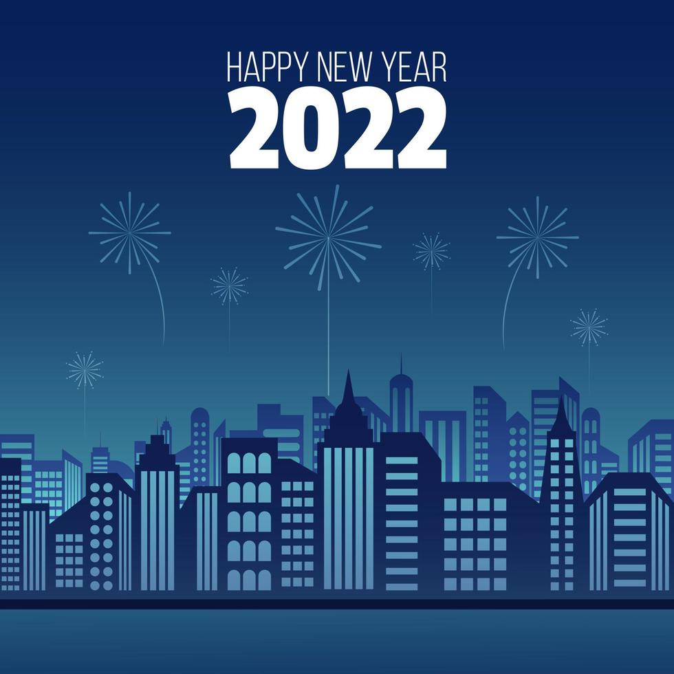 Skyline neues Jahr 2022 Hintergrund im flachen Design vektor