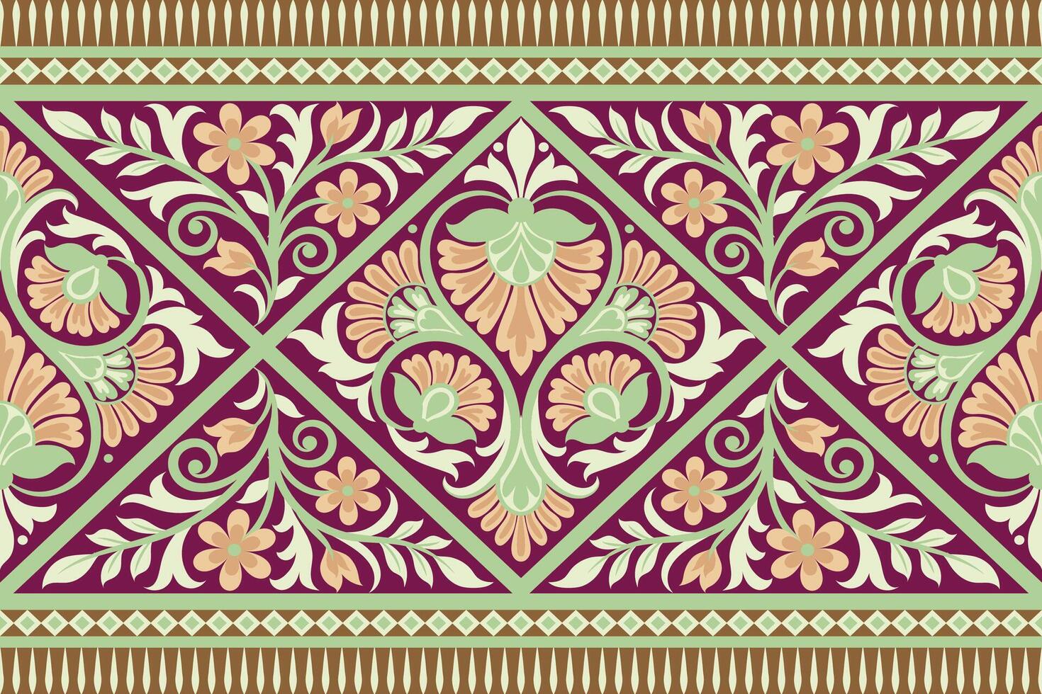 blommig sömlös bakgrund geometrisk etnisk orientalisk ikat sömlös mönster traditionell design för bakgrund, matta, tapeter, kläder, inslagning, batik, tyg, illustration broderi stil. vektor
