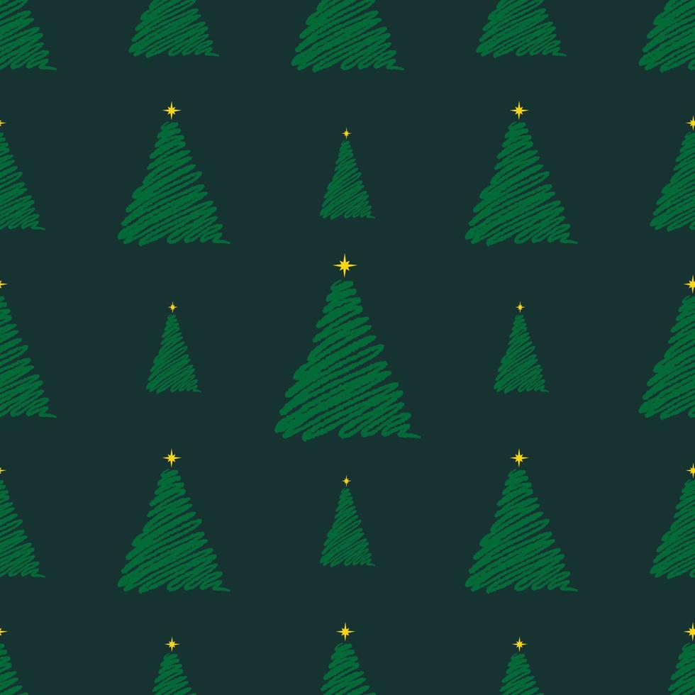 jul seamless mönster med liten handritad gran. vektorillustration för omslagspapper, klippbok etc vektor