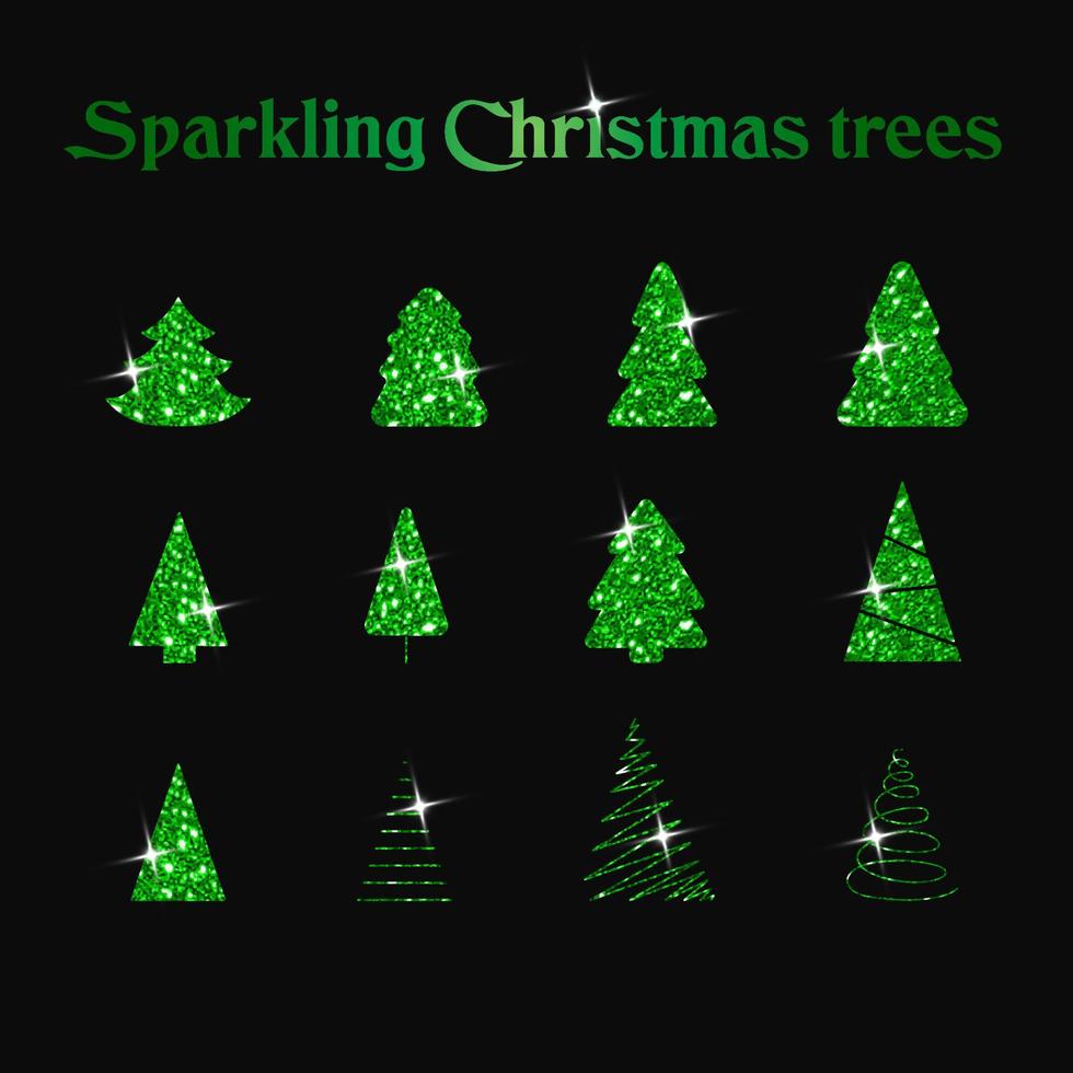 glittrande julgran. grön metallic. god jul och gott nytt år 2022. vektorillustration. vektor