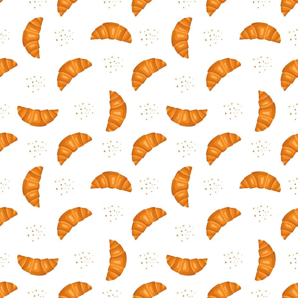 nahtloses Muster mit Croissants. süßer Druck mit Gebäck für Café- und Restaurantmenüs, Textilien, Papier und Design. flache Vektorgrafik vektor