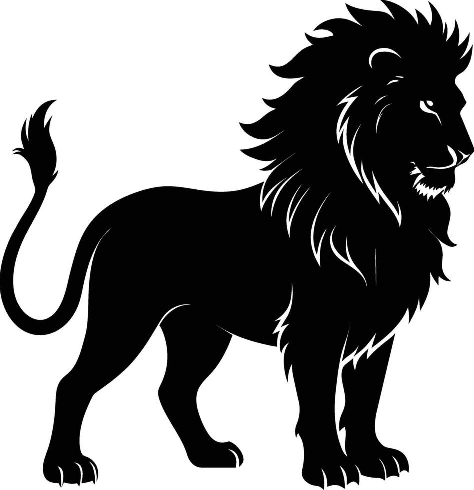 en svart och vit illustration av en lejon vektor
