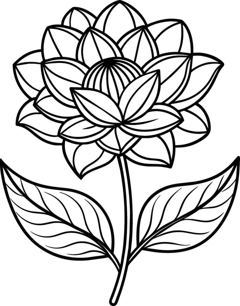 ein Zeichnung von ein Lotus Blume mit Blätter und Blätter vektor
