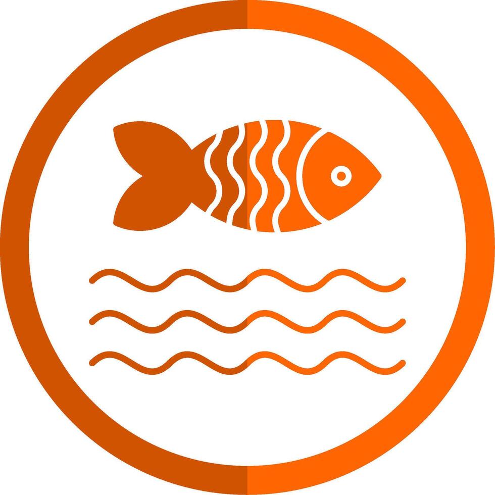 fisk glyf orange cirkel ikon vektor